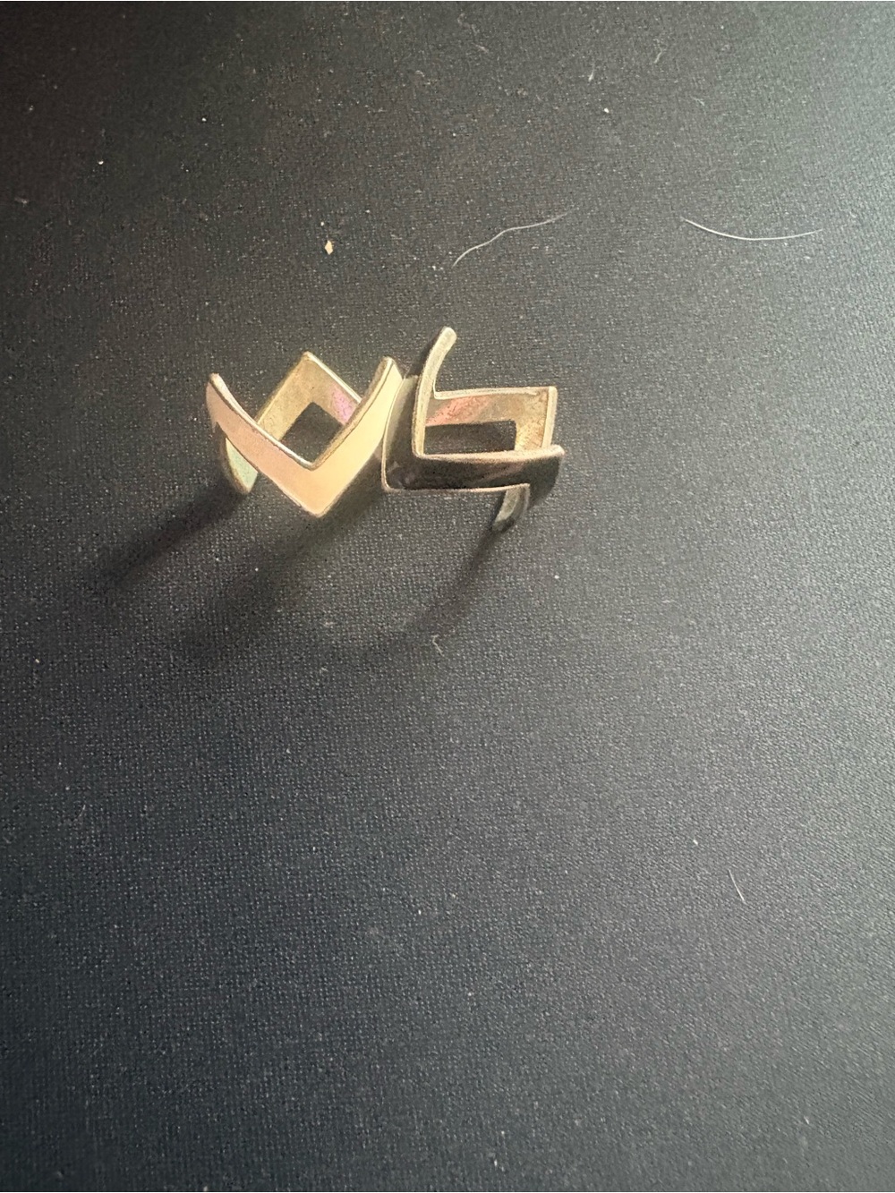 Modern Geometric Double V Ring in Gold Tone